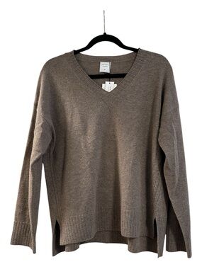 Paloma Fine Knits 100% Cashmere Taupe V-Neck Knit Sweater